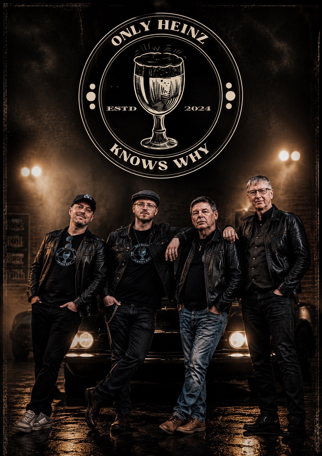 Only Heinz Knows Why – Bandposter mit vier Musikern und Bandlogo